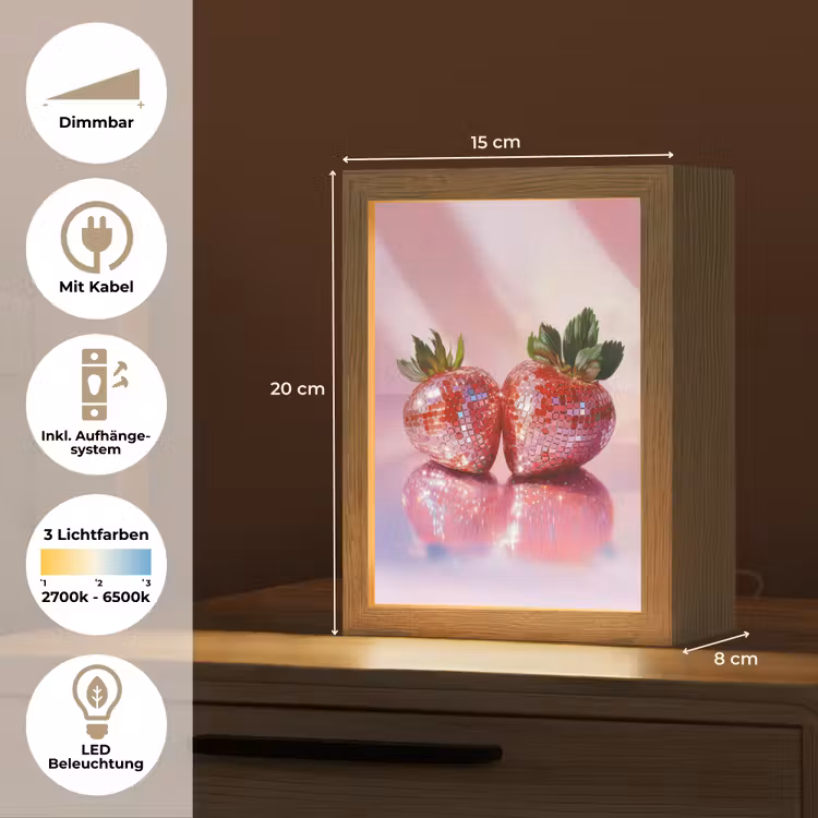 Disco - Fruit - Glitter - Strawberry Light Box met kabel (Tafellamp) klein -USP_DE