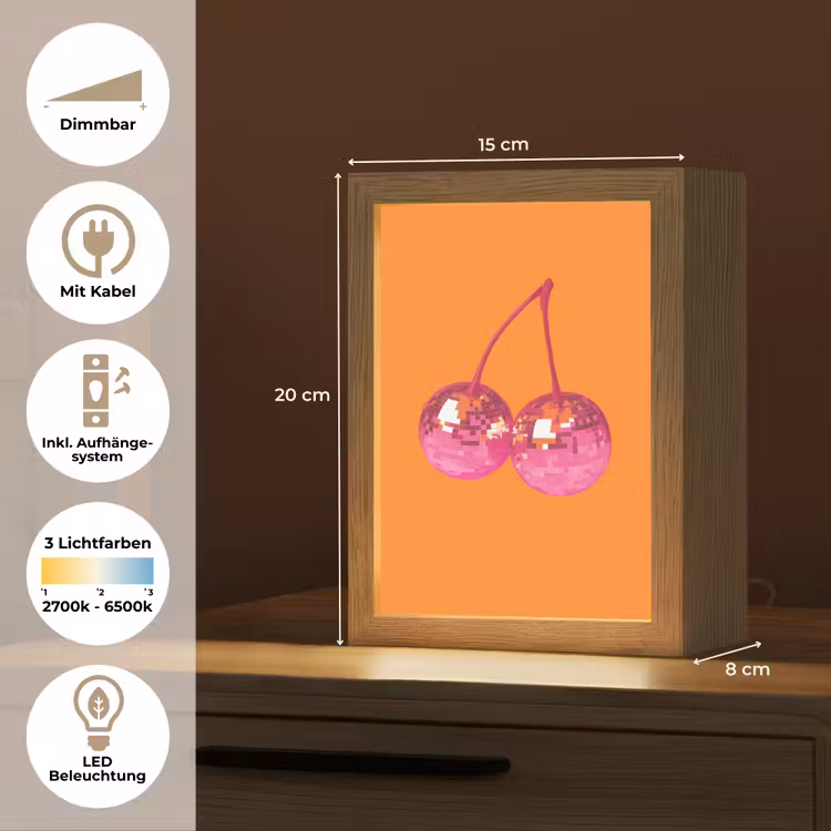Discoballen - Kers - Spiegels - Roze Light Box met kabel (Tafellamp) klein -USP_DE