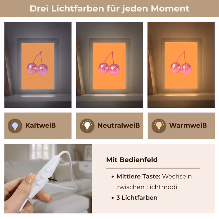 Discoballen - Kers - Spiegels - Roze Light Box met kabel (Tafellamp) klein -USP_lichtkleurDE