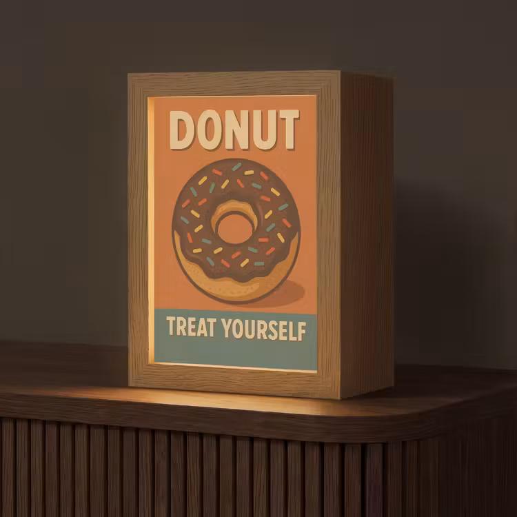 Donut - Spikkels - Kleurrijk - Quote Light Box met kabel (Tafellamp) klein -z3d_website