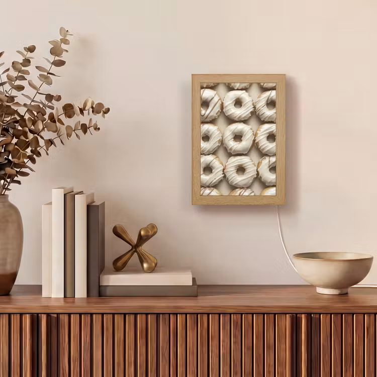 Donuts - Chocolade - Wit - Beige Light Box met kabel (Tafellamp) klein -sfeer2