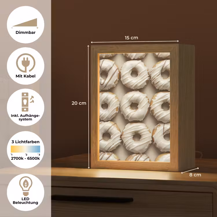 Donuts - Chocolade - Wit - Beige Light Box met kabel (Tafellamp) klein -USP_DE