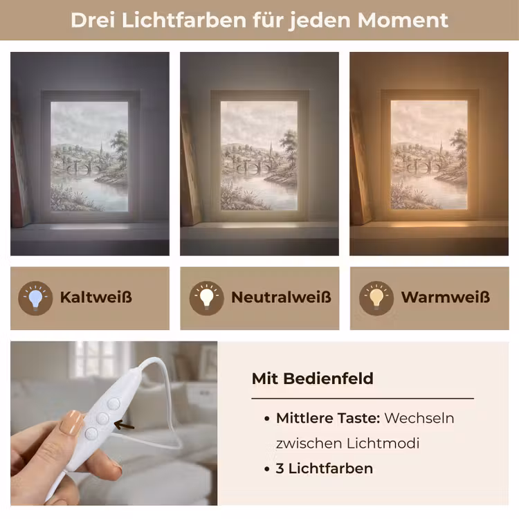 Dorp - Brug - Uitzicht - Groen Light Box met kabel (Tafellamp) klein -USP_lichtkleurDE
