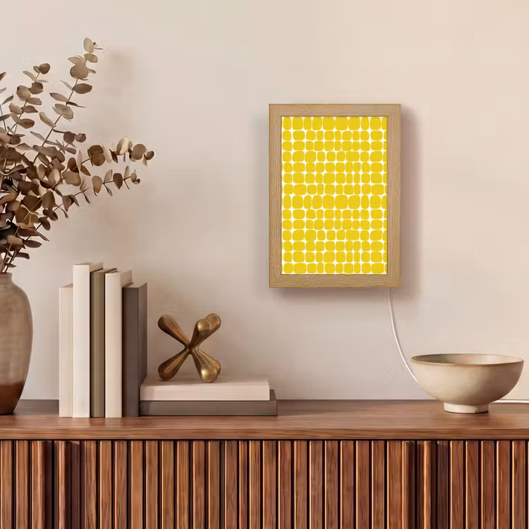 Stippen - Modern - Geel Light Box met kabel (Tafellamp) klein 925 -sfeer2