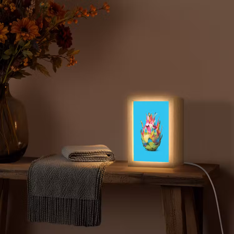 Drakenfruit - Blauw - Levendig Light Box met kabel (Tafellamp) klein -sfeer4