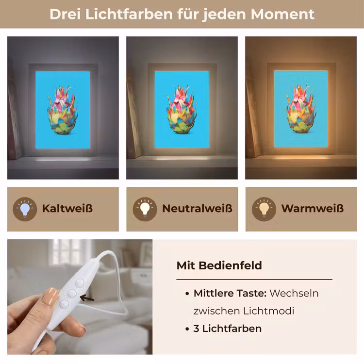Drakenfruit - Blauw - Levendig Light Box met kabel (Tafellamp) klein -USP_lichtkleurDE