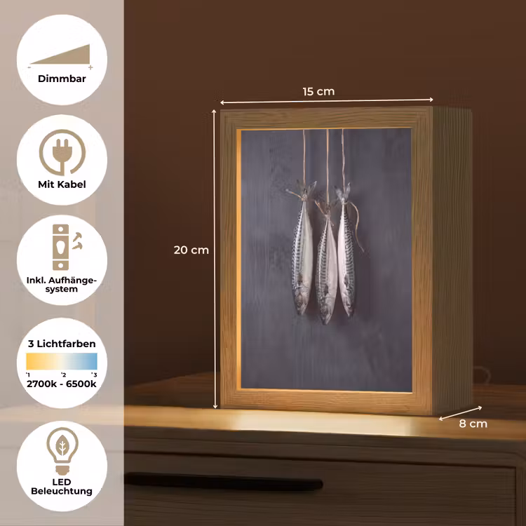 Tischlampe - Drei Fische – Seil - Drie vissen - Touw Light Box met kabel (Tafellamp) klein