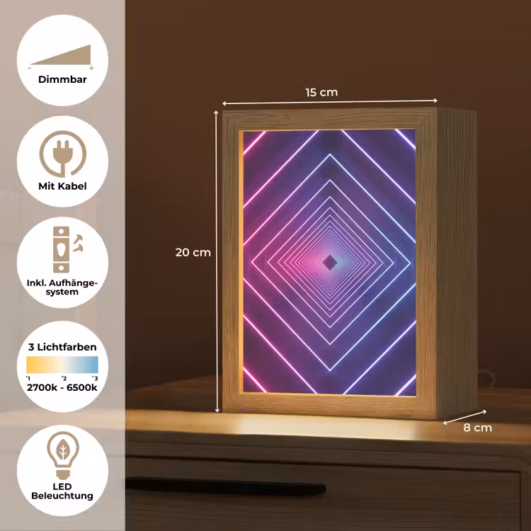 Driedimensionaal - Tunnel - Ruimte Light Box met kabel (Tafellamp) klein -USP_DE
