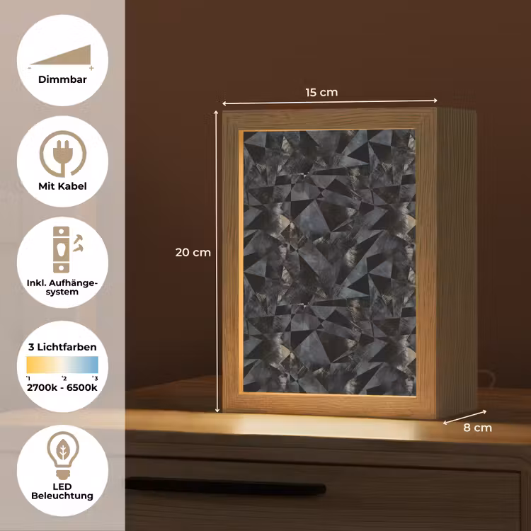 Driehoeken - Abstract - Donker Light Box met kabel (Tafellamp) klein 925 -USP_DE