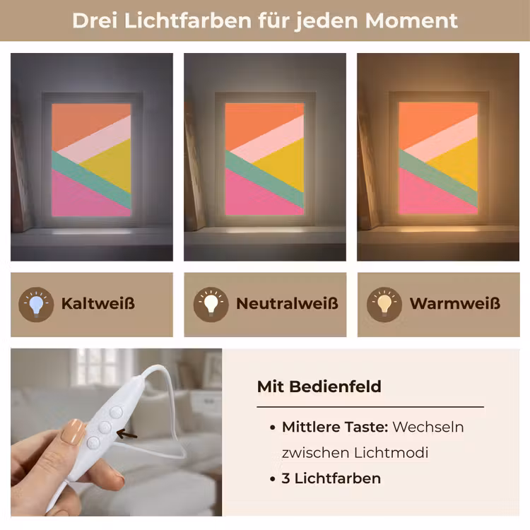 Driehoeken - Kleurrijk - Abstract Light Box met kabel (Tafellamp) klein -USP_lichtkleurDE