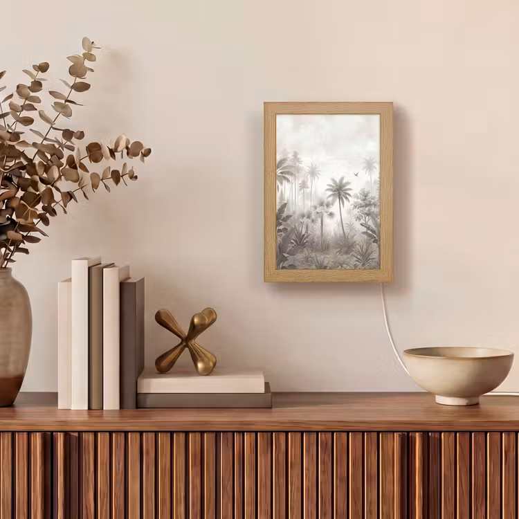 Jungle - Palmbomen - Natuur Light Box met kabel (Tafellamp) klein -sfeer2