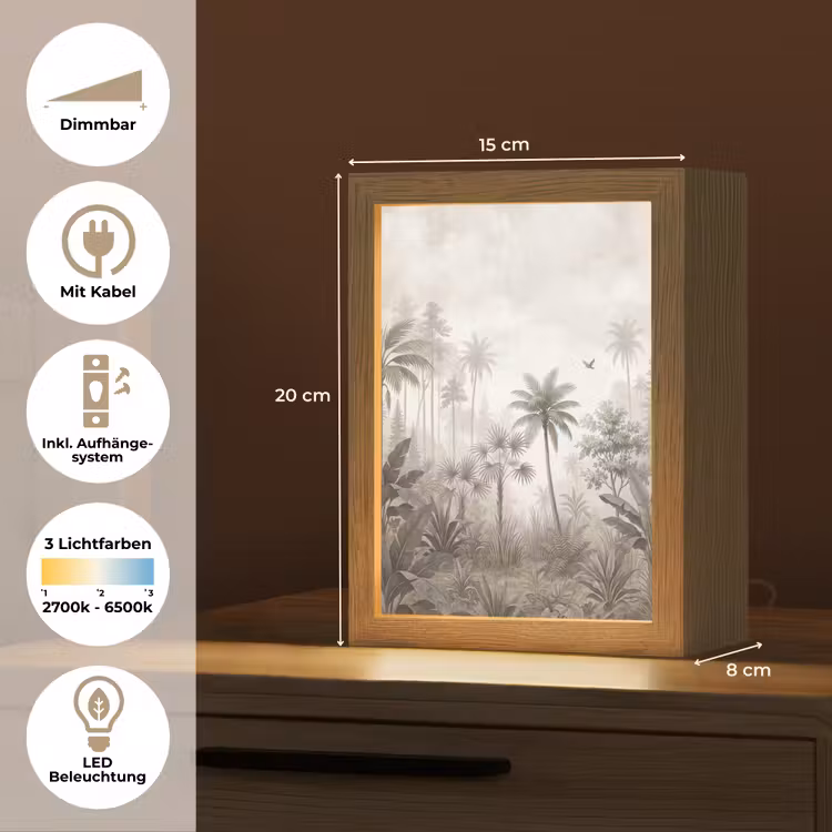 Jungle - Palmbomen - Natuur Light Box met kabel (Tafellamp) klein -USP_DE