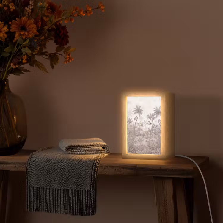 Jungle - Dieren - Palmbomen Light Box met kabel (Tafellamp) klein -sfeer4