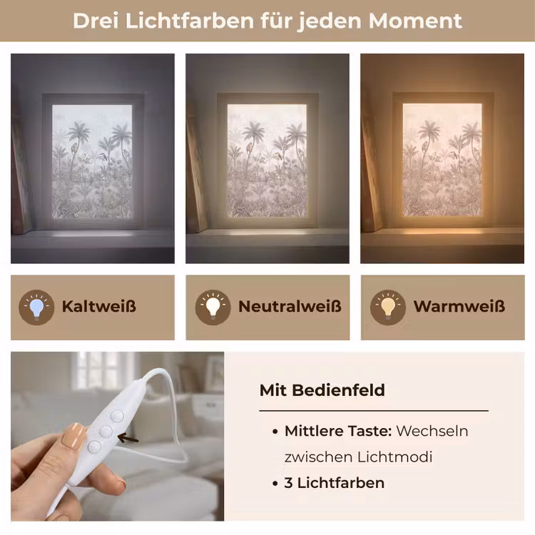 Jungle - Dieren - Palmbomen Light Box met kabel (Tafellamp) klein -USP_lichtkleurDE