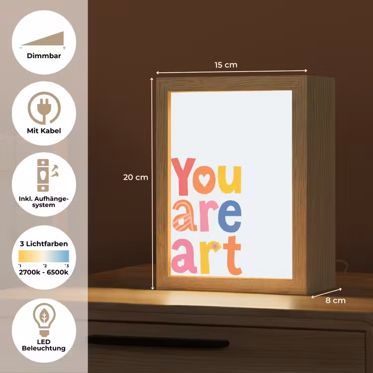 You are art - Kleurrijk - Grafisch Light Box met kabel (Tafellamp) klein -USP_DE