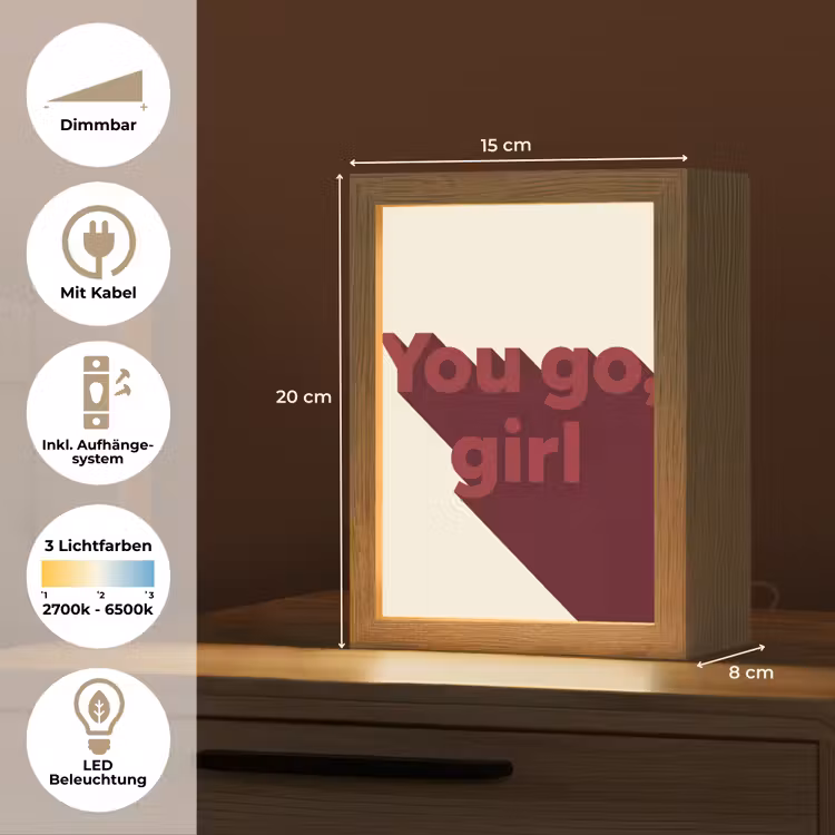 you go girl - 3D - Rood Light Box met kabel (Tafellamp) klein -USP_DE