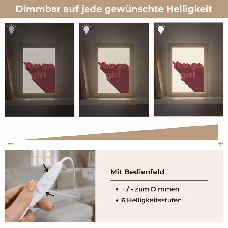 you go girl - 3D - Rood Light Box met kabel (Tafellamp) klein -USP_dimbaarDE