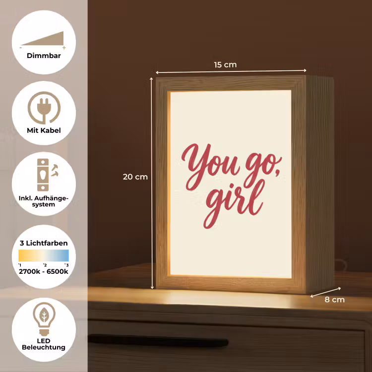 you go girl - Rood - Wit Light Box met kabel (Tafellamp) klein -USP_DE