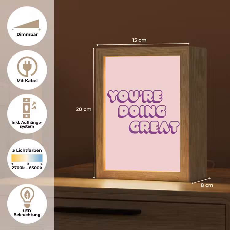 You're doing great - Roze - Bubble letters Light Box met kabel (Tafellamp) klein -USP_DE