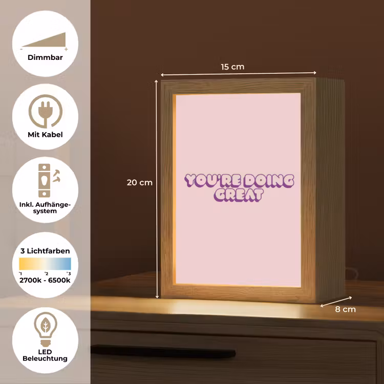 You're doing great - roze - 3D Light Box met kabel (Tafellamp) klein -USP_DE