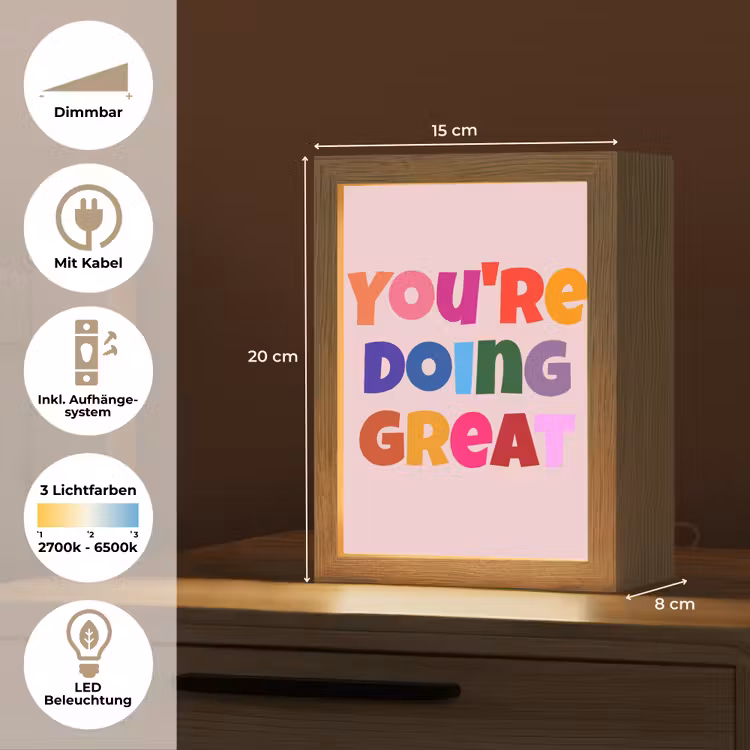 You're doing great - Roze - Kleurrijk Light Box met kabel (Tafellamp) klein -USP_DE