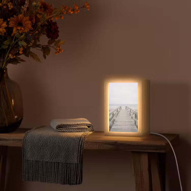 Duinen - Vlonder - Oceaan Light Box met kabel (Tafellamp) klein -sfeer4