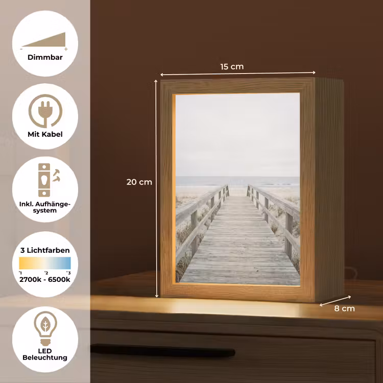 Duinen - Vlonder - Oceaan Light Box met kabel (Tafellamp) klein -USP_DE