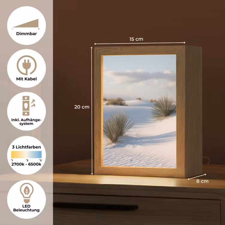 Duinen - Gras - Wolken - Beige Light Box met kabel (Tafellamp) klein -USP_DE