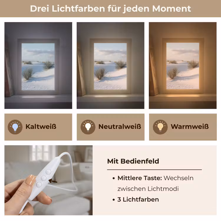 Duinen - Gras - Wolken - Beige Light Box met kabel (Tafellamp) klein -USP_lichtkleurDE