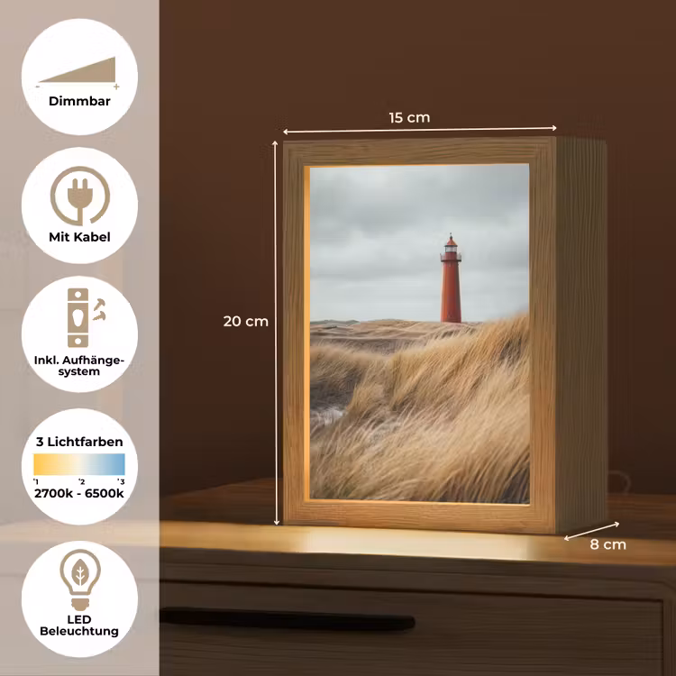 Duinen - Vuurtoren - Rood - Lucht Light Box met kabel (Tafellamp) klein -USP_DE