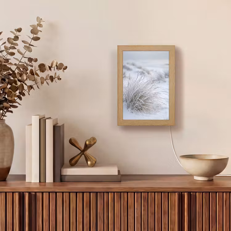 Duinen - Sneeuw - Strand - Winter - Serene Light Box met kabel (Tafellamp) klein -sfeer2