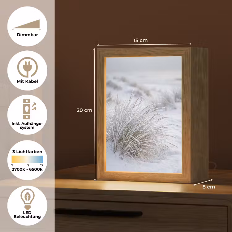 Duinen - Sneeuw - Strand - Winter - Serene Light Box met kabel (Tafellamp) klein -USP_DE
