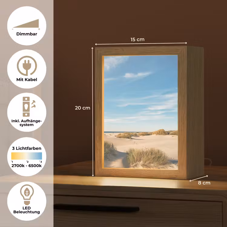 Duinen - Zomer - Landschap - Zee - Strand Light Box met kabel (Tafellamp) klein -USP_DE