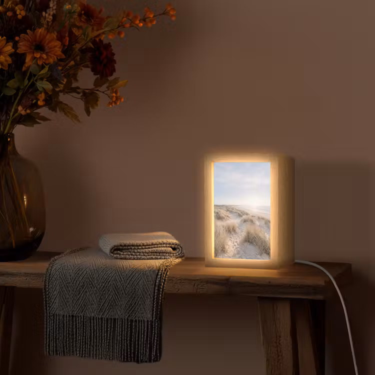 Duinen - Strand - Beige Light Box met kabel (Tafellamp) klein -sfeer4