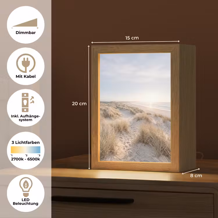 Duinen - Strand - Beige Light Box met kabel (Tafellamp) klein -USP_DE