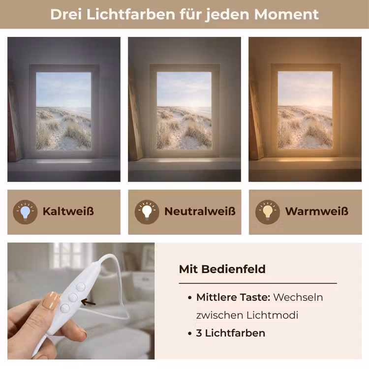 Duinen - Strand - Beige Light Box met kabel (Tafellamp) klein -USP_lichtkleurDE