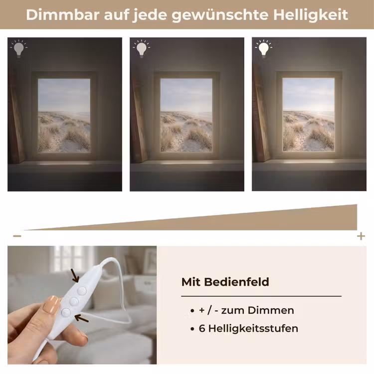 Duinen - Strand - Beige Light Box met kabel (Tafellamp) klein -USP_dimbaarDE
