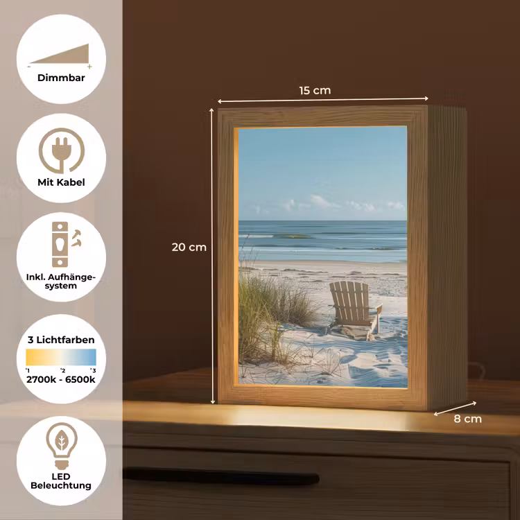 Duinen - Strand - Zee - Zomer Light Box met kabel (Tafellamp) klein -USP_DE