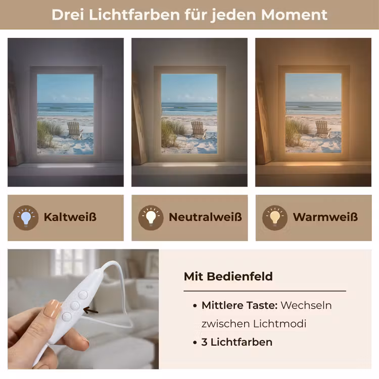 Duinen - Strand - Zee - Zomer Light Box met kabel (Tafellamp) klein -USP_lichtkleurDE