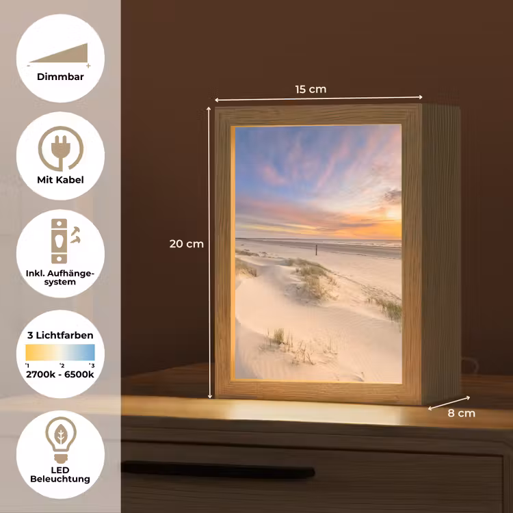 Duinen - Strand - Zonsondergang - Natuur - Zomer Light Box met kabel (Tafellamp) klein -USP_DE