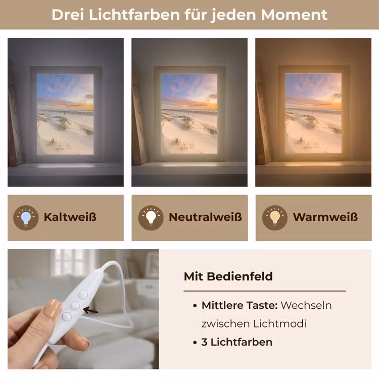Duinen - Strand - Zonsondergang - Natuur - Zomer Light Box met kabel (Tafellamp) klein -USP_lichtkleurDE