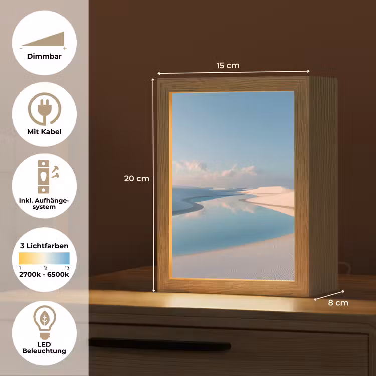 Duinen - Waterplas - Oneindige rust Light Box met kabel (Tafellamp) klein -USP_DE