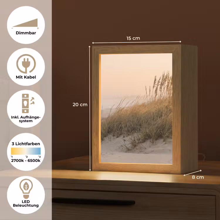 Duinlandschap - Zonsondergang - Strand Light Box met kabel (Tafellamp) klein -USP_DE