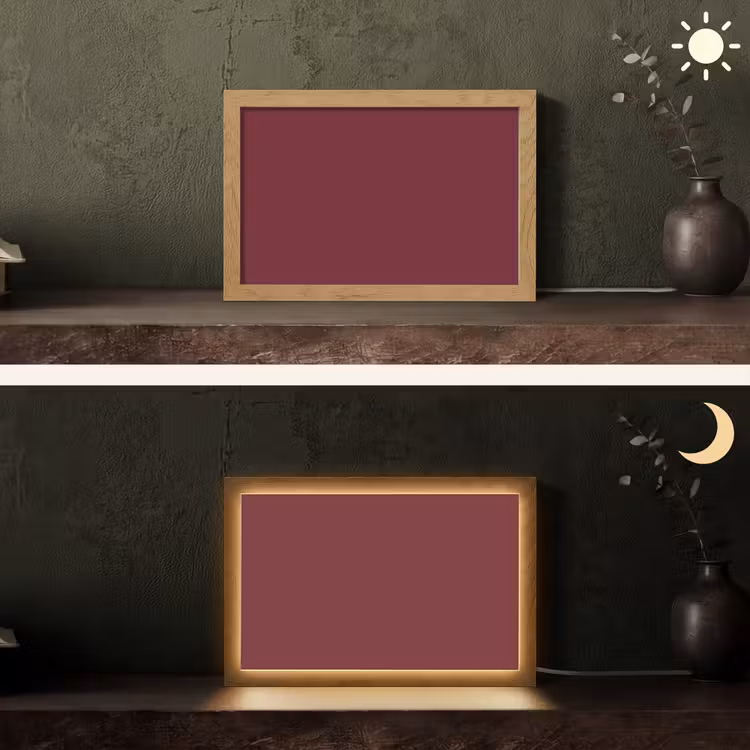 Dark - Garnet - Rood Light Box met kabel (Tafellamp) klein 924 -sfeer3