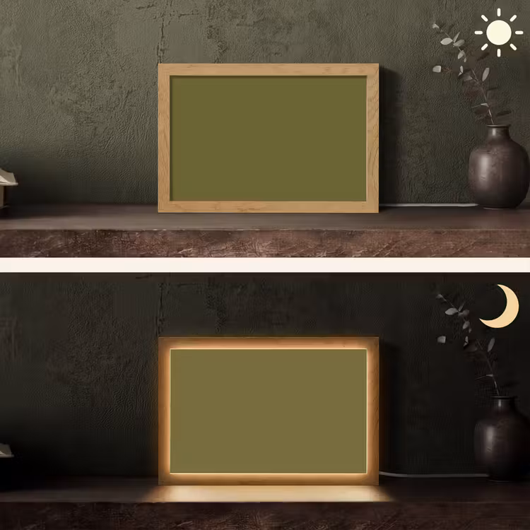 Dark - Olive - Groen Light Box met kabel (Tafellamp) klein 924 -sfeer3