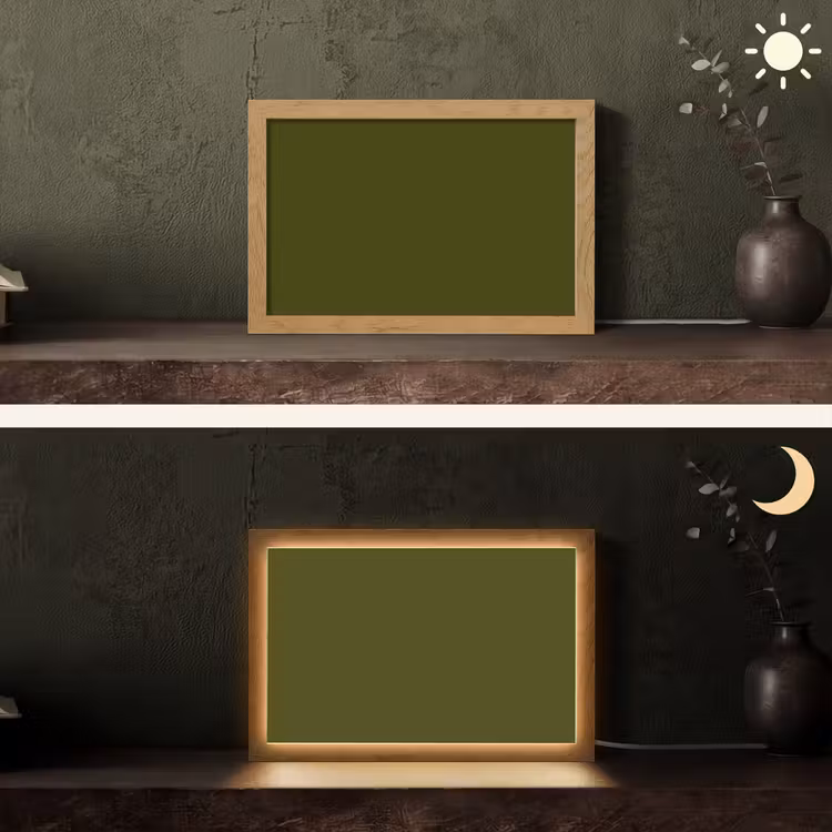 Dark - Olive - Groen Light Box met kabel (Tafellamp) klein 924 -sfeer3