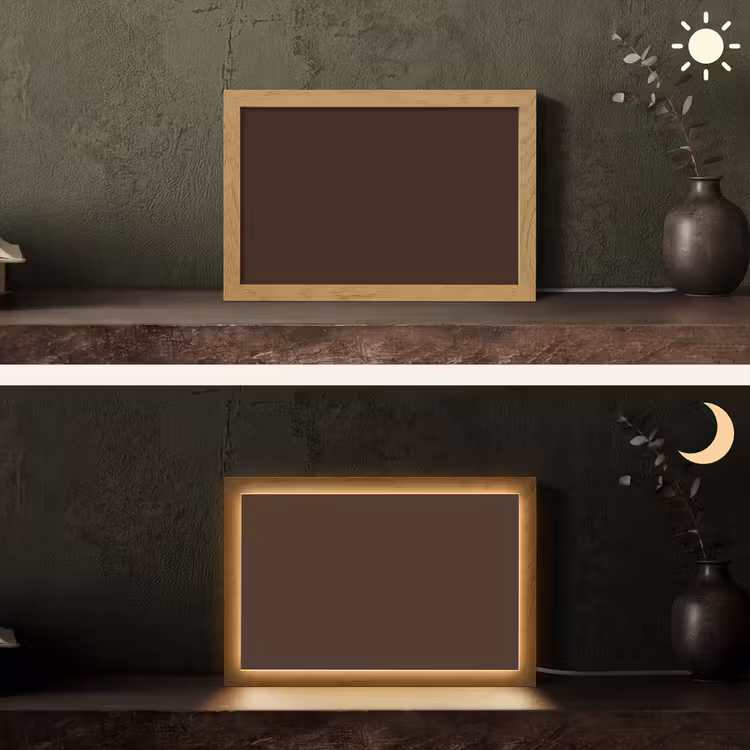 Dark - Chocolate - Bruin Light Box met kabel (Tafellamp) klein 924 -sfeer3