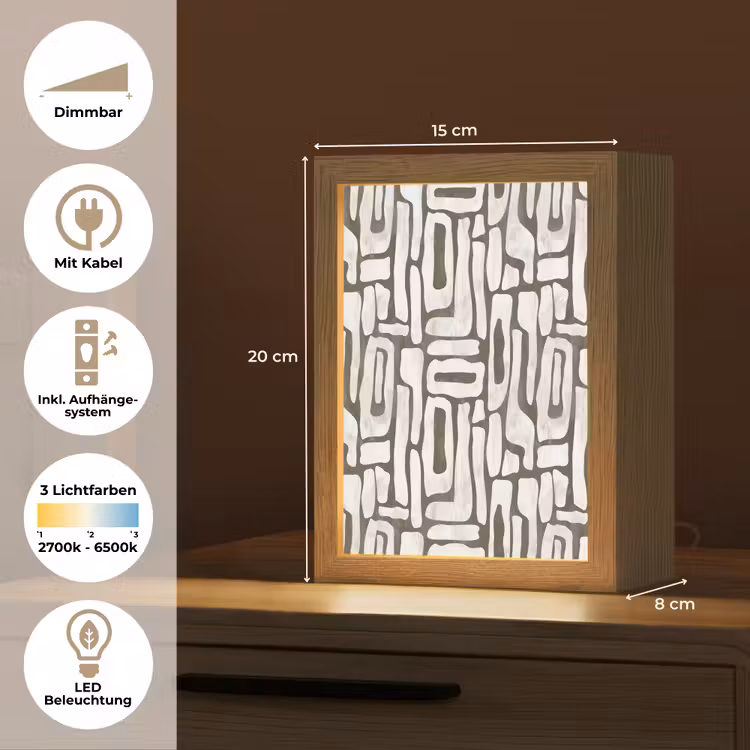 Donker - Wit - Abstract Light Box met kabel (Tafellamp) klein 925 -USP_DE