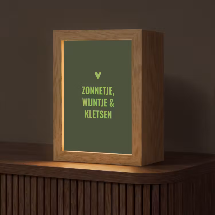 Donkergroen - Quote - Zon - Zomer Light Box met kabel (Tafellamp) klein -z3d_website