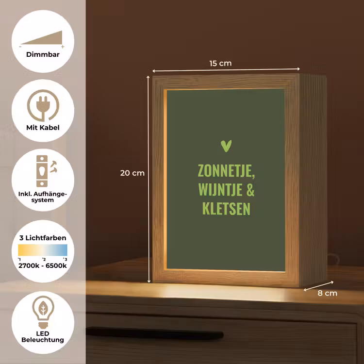 Donkergroen - Quote - Zon - Zomer Light Box met kabel (Tafellamp) klein -USP_DE